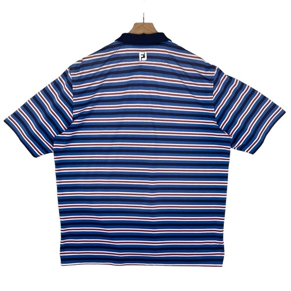 Footjoy Polo Golf Shirt Mens XL Red White Blue Stripe Mesh ProDry Performance - Picture 4 of 7